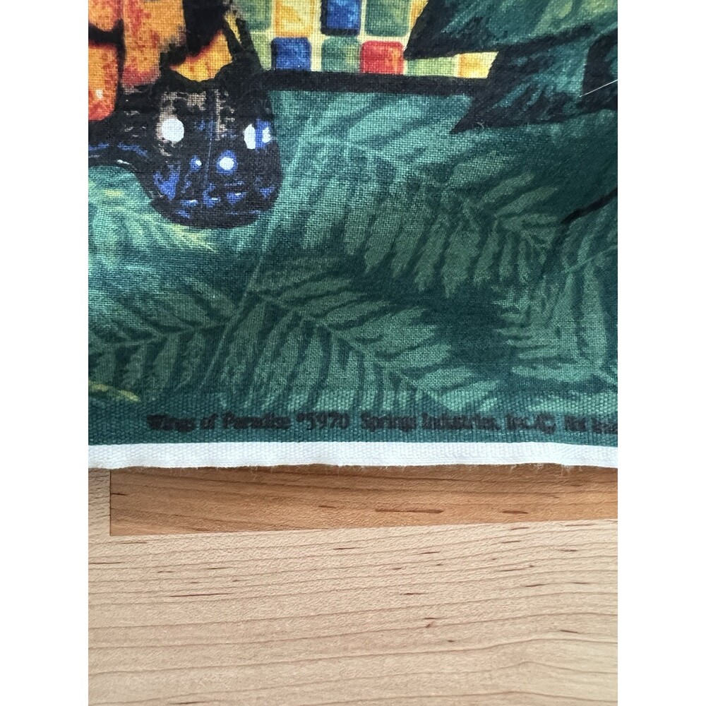 Vtg Wings of Paradise Fabric Panel Parrot Toucan Tropical Birds 36" x 45" approx - Picture 6 of 8